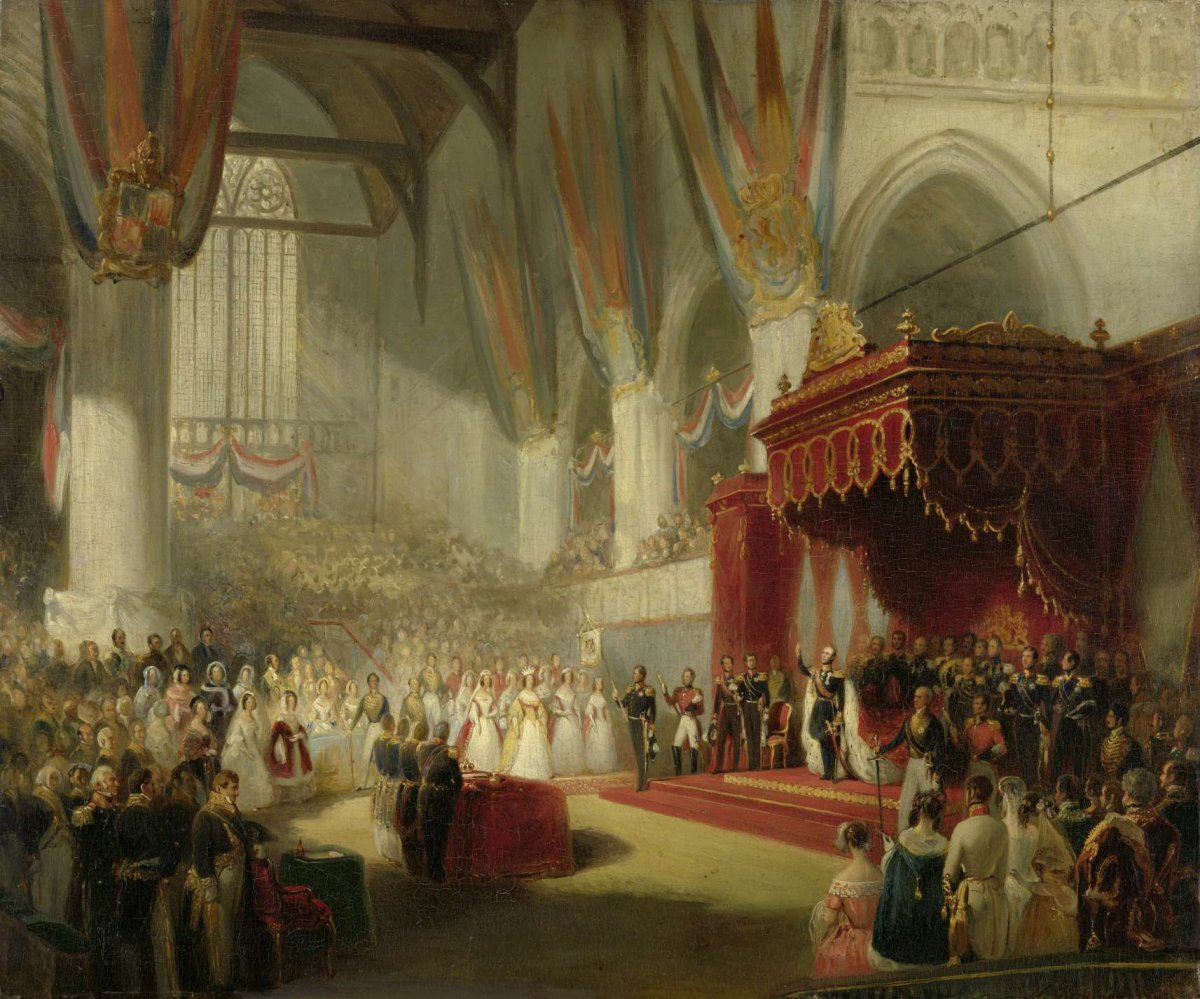 The Inauguration of King William II in the Nieuwe Kerk in Amsterdam on 28 November 1840, Nicolaas Pieneman, 1840 - 1845