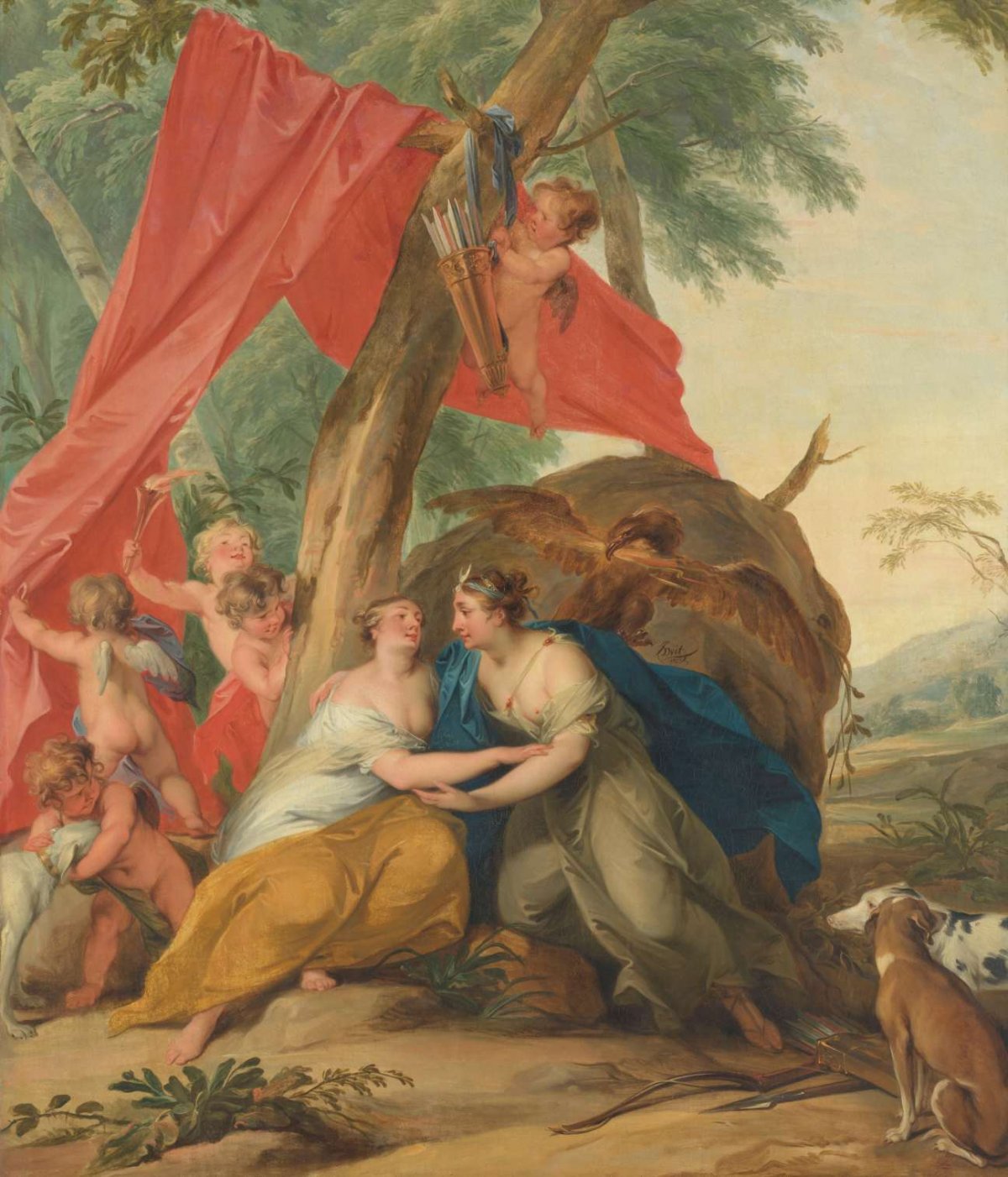Jupiter, Disguised as Diana, Seducing the Nymph Callisto, Jacob de Wit, 1727
