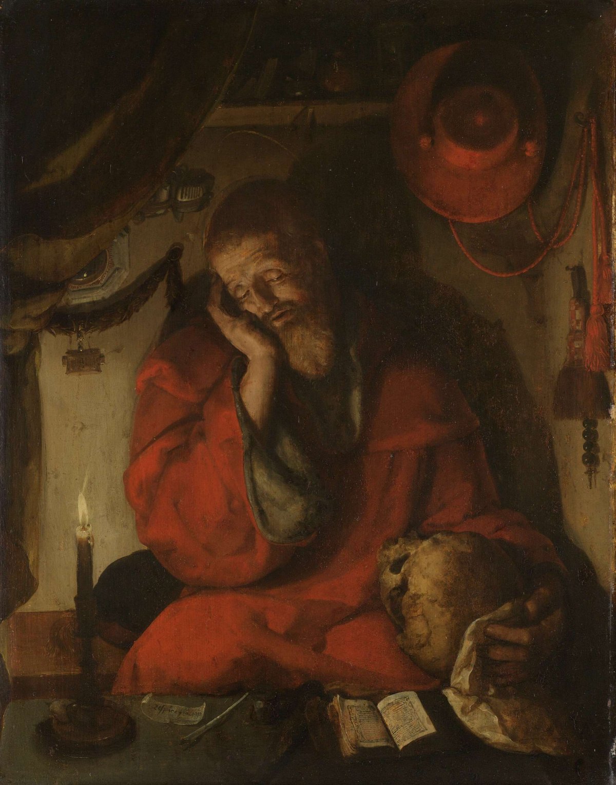 Saint Jerome in his Study by Candlelight, Aertgen Claesz van Leyden, c. 1520 - c. 1530