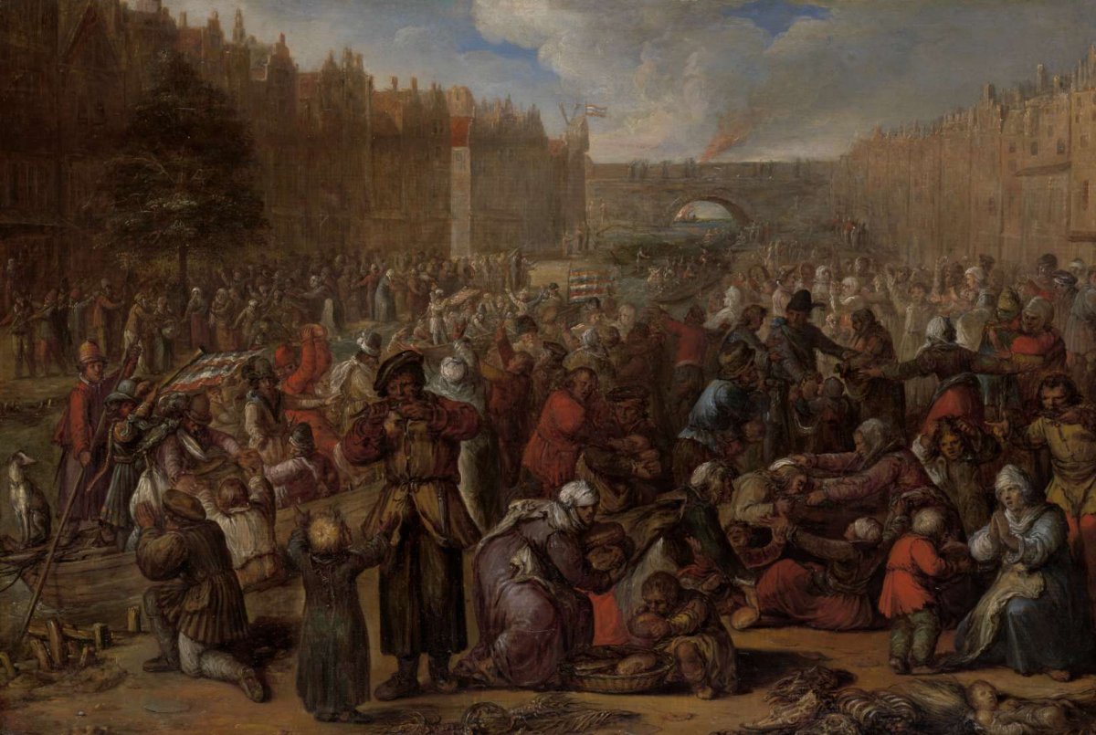 The Famished People after the Relief of the Siege of Leiden, Otto van Veen, 1574 - 1629