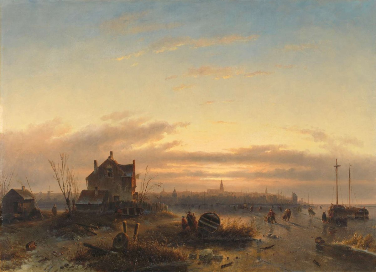 Winter on the IJ off Amsterdam, Charles Leickert, 1850