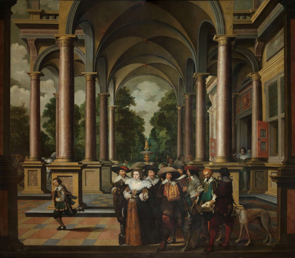 Gallery of a Palace with Ornamental Architecture and Columns, Dirck van Delen, 1630 - 1632