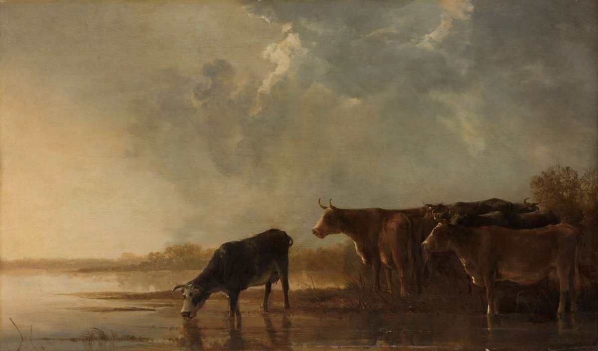River Landscape with Cows, Aelbert Cuyp, c. 1645 - c. 1650