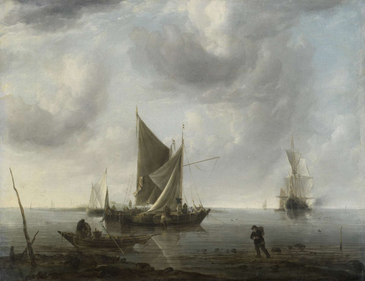 Ships at Anchor on a Quiet Sea, Jan van de Cappelle, c. 1640 - c. 1679