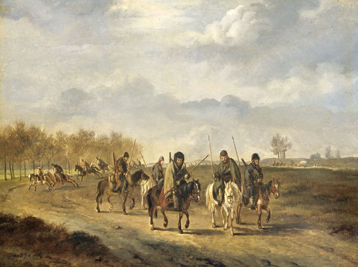 Cossacks on a country Road near Bergen in North Holland, 1813, Pieter Gerardus van Os, 1813 - 1815