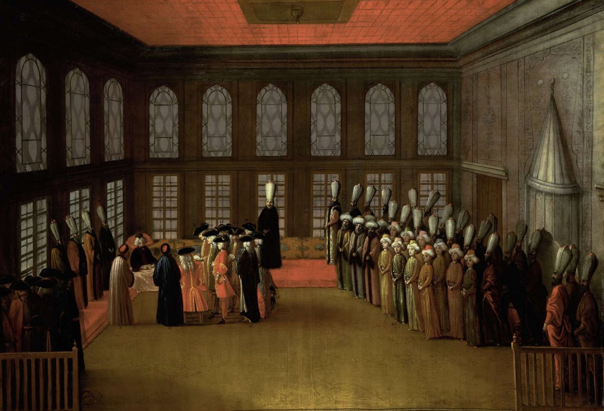 An Ambassador's Audience with the Grand Vizier in his Yali on the Bosporus (Ambassador Cornelis Calkoen, 12 August 1727), anonymous, 1700 - 1800