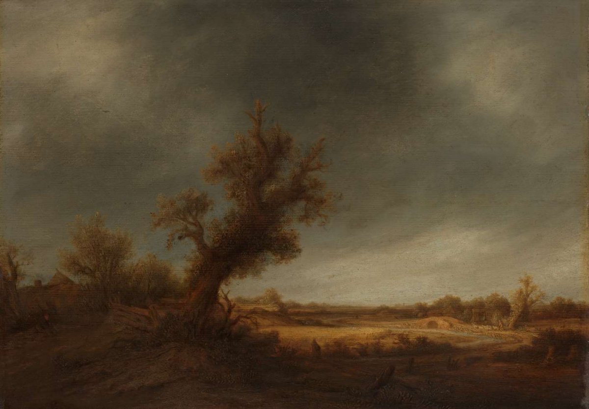 Landscape with an old oak, Adriaen van Ostade, c. 1639 - c. 1641