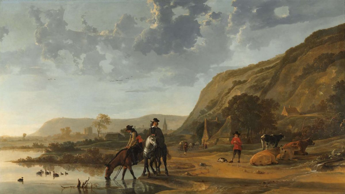 River Landscape with Riders, Aelbert Cuyp, c. 1653 - 1657