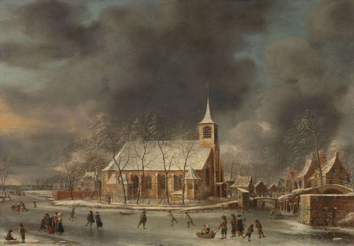 View of the Church of Sloten in the Winter, Jan Abrahamsz. Beerstraten, 1640 - 1666