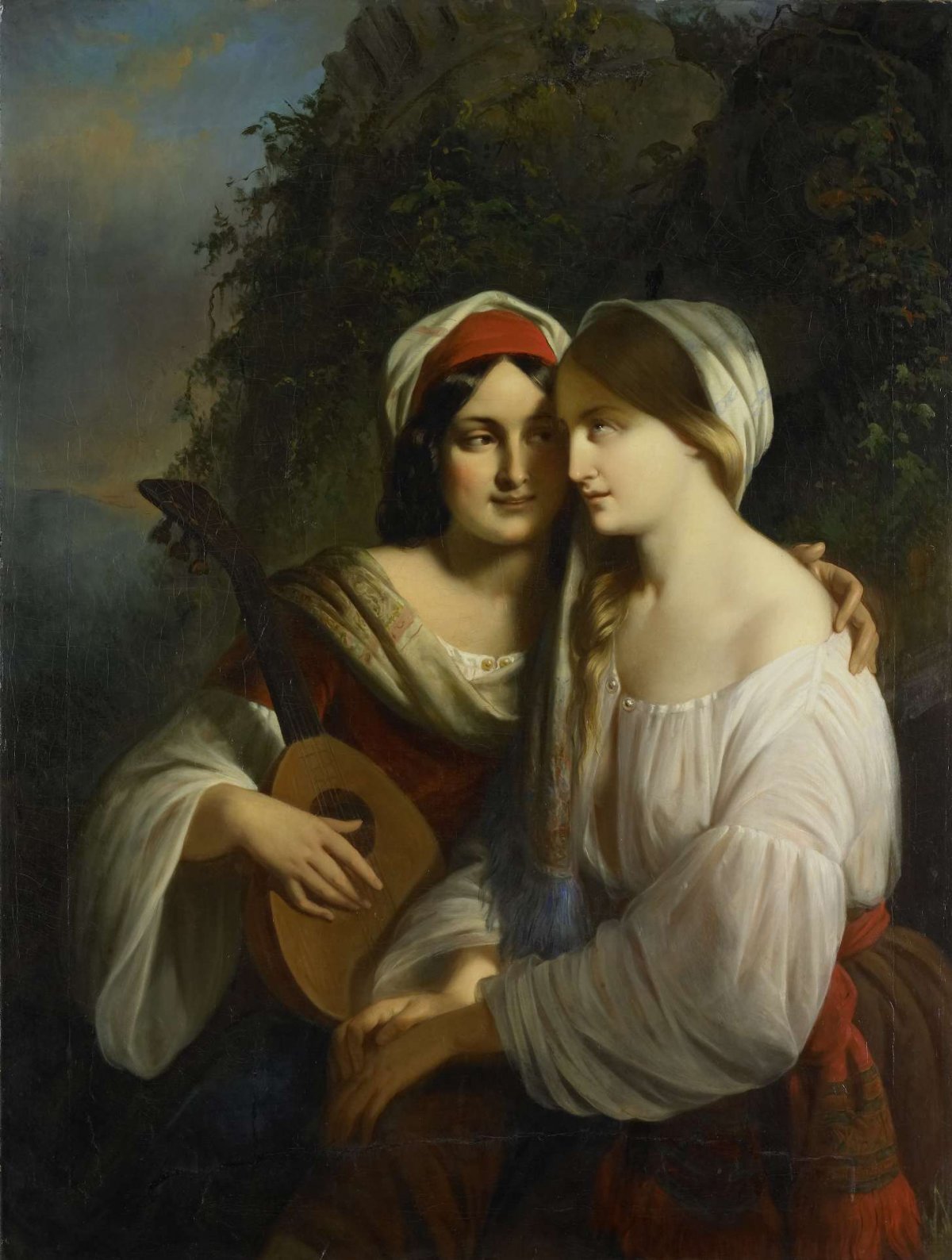 Two women in Italian costume, Moritz Calisch, 1851