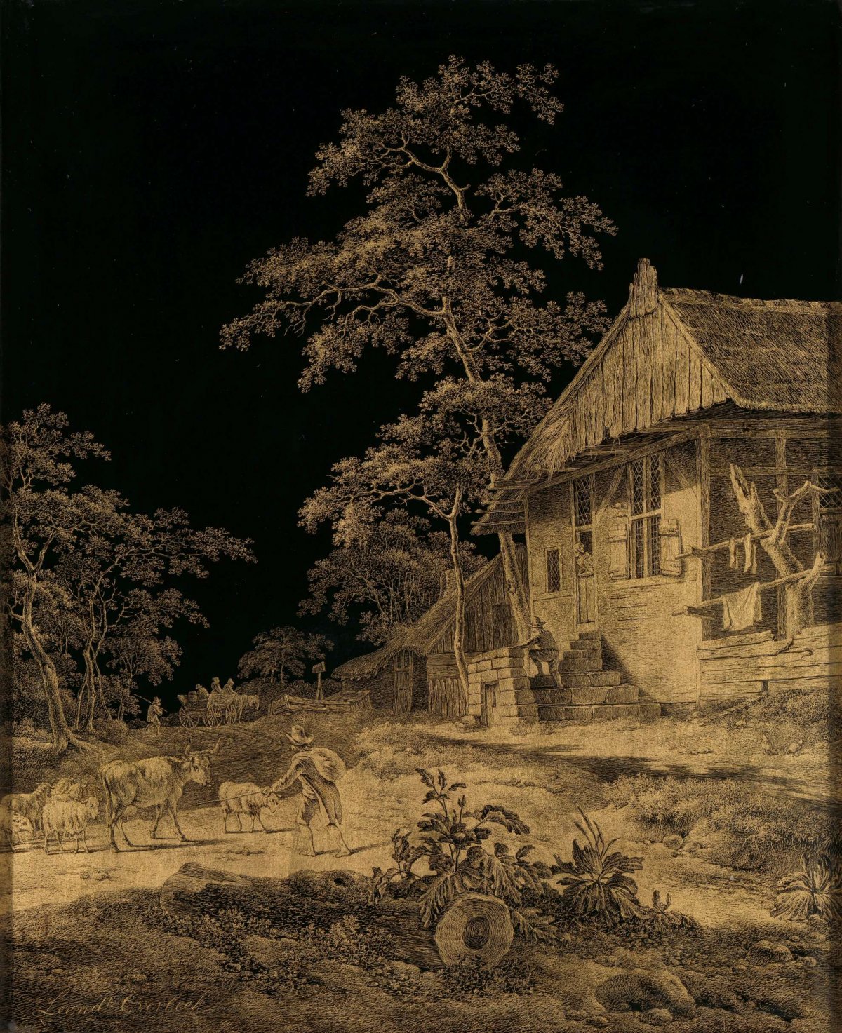 Shepherd at a Farmstead, Leendert Overbeek, 1780 - 1815