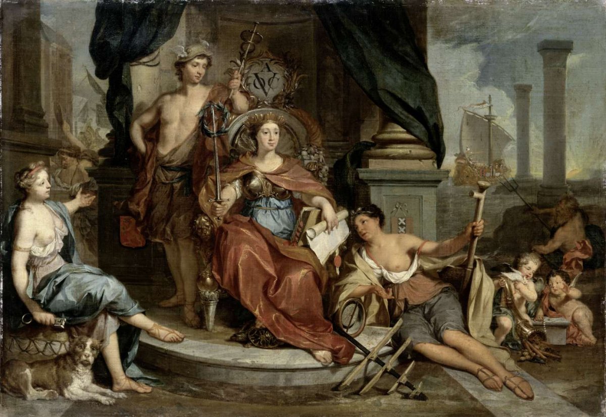 Apotheosis of the Dutch East India Company (Allegory of the Amsterdam Chamber of Commerce of the VOC), Nicolaas Verkolje, 1702 - 1746