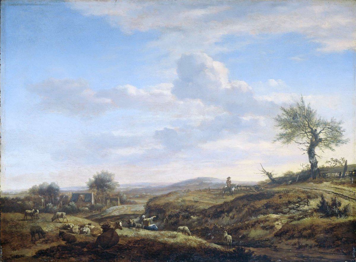 Hilly Landscape with a High Road, Adriaen van de Velde, 1660 - 1672