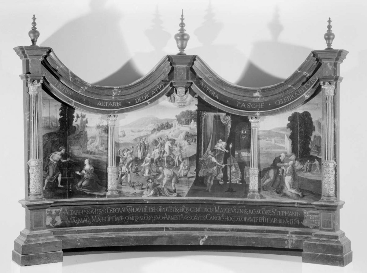 Triptych with the Stoning of Saint Stephen and the Legend of the Finding of his Grave, anonymous, 1554