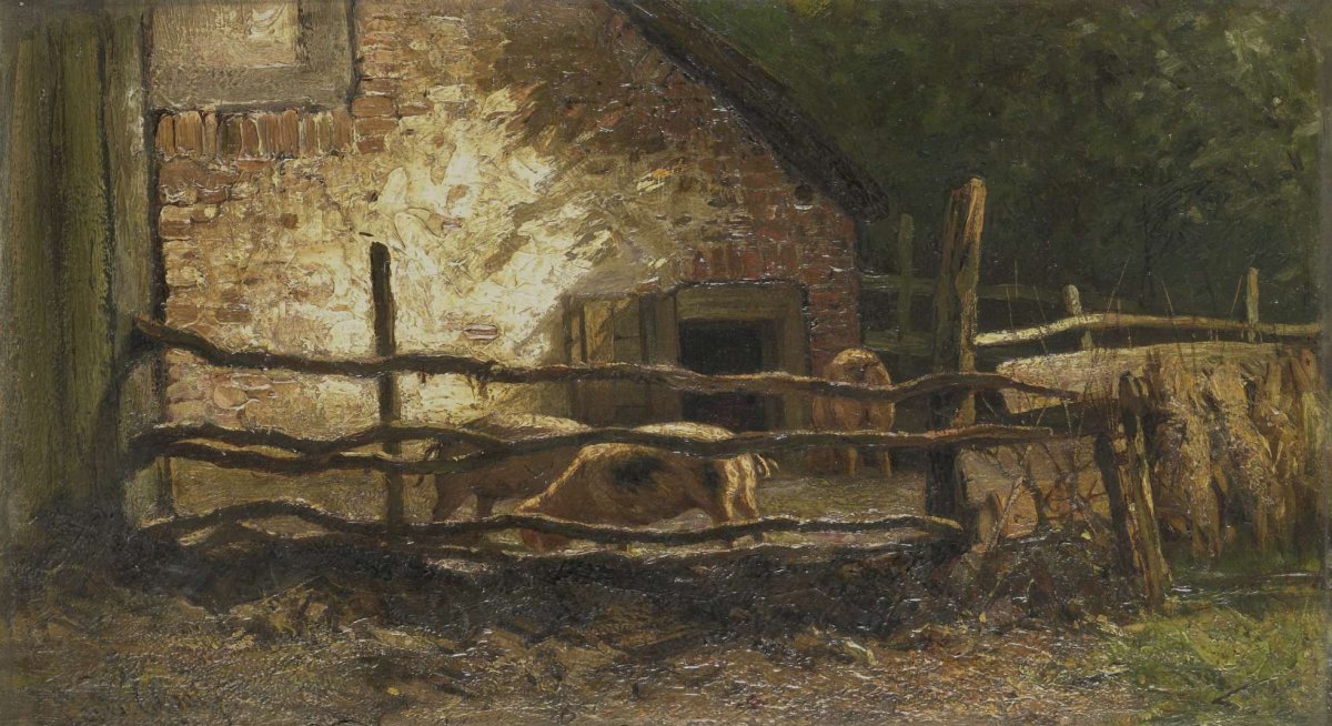 Pigs in a Sty, Louis Apol, 1870 - 1910