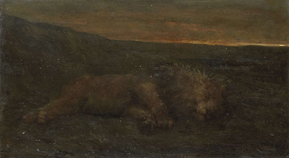 Sleeping Lion by Night, John Macallan Swan, 1870 - 1910