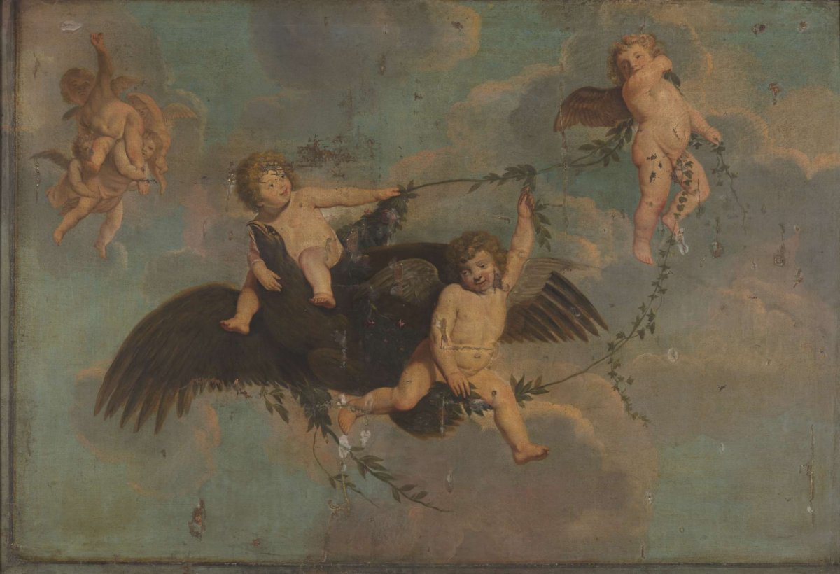 Putti with an Eagle on Clouds, anonymous, c. 1650