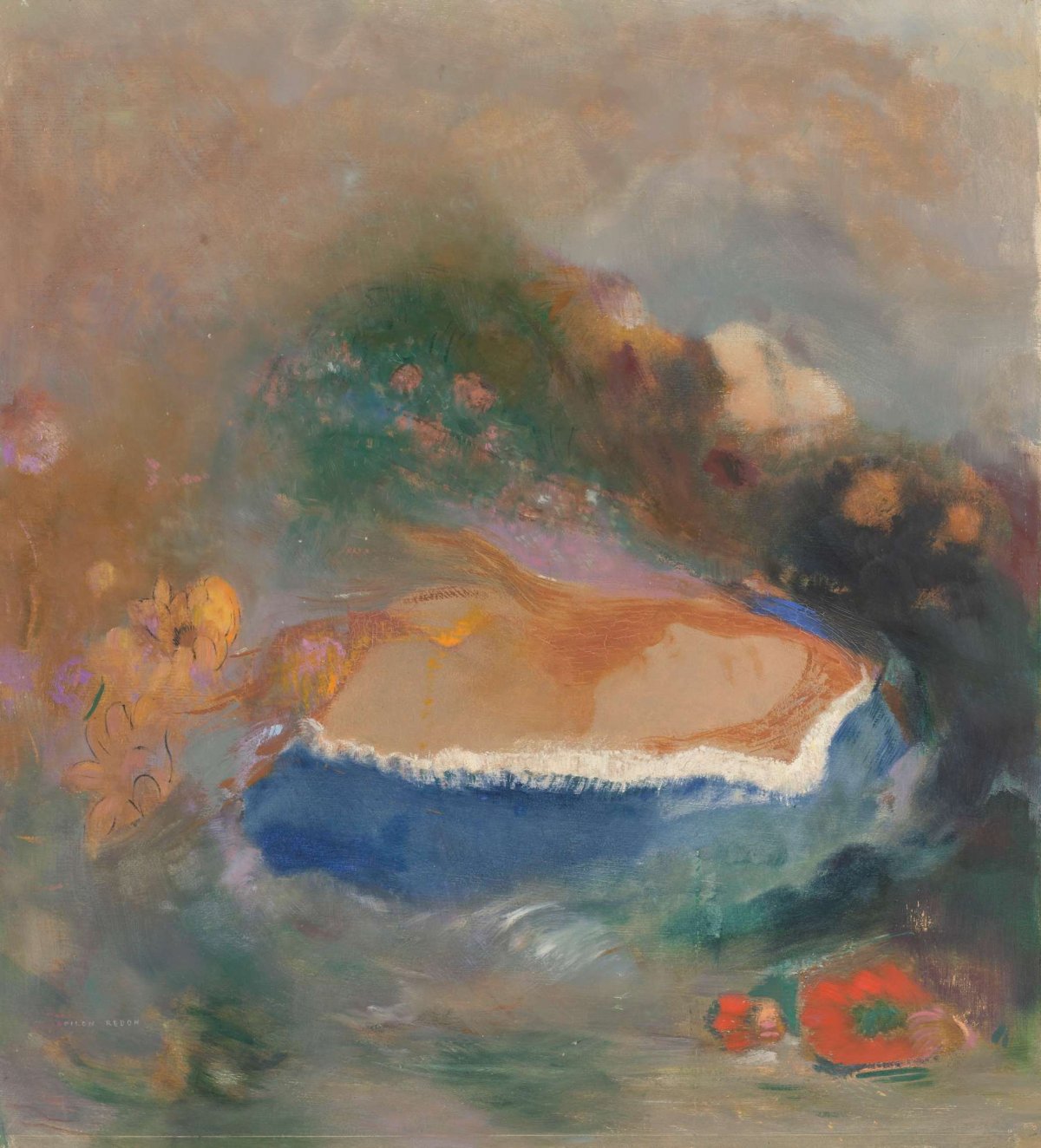 Ophélie, la cape bleue sur les eaux (Ophelia with a Blue Wimple in the Water), Odilon Redon, 1900 - 1905