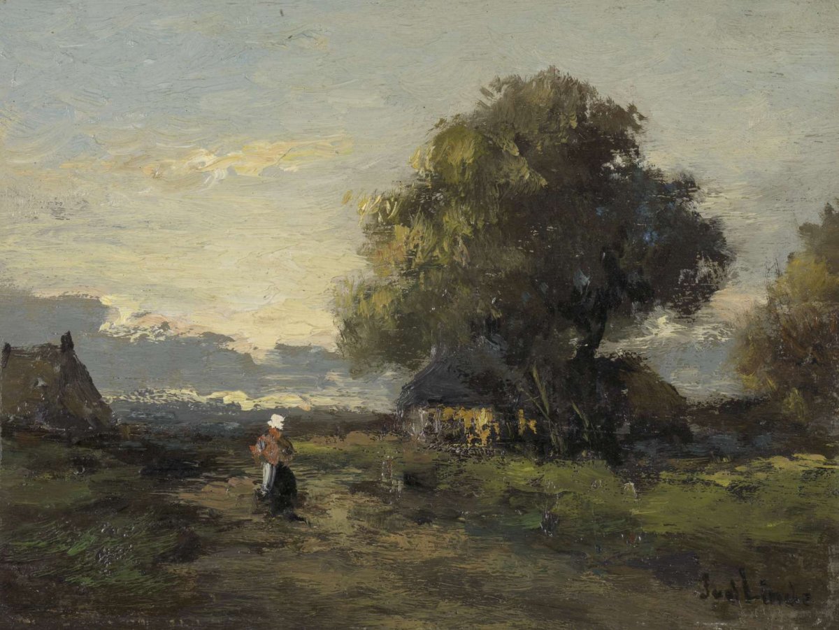 Landscape with Farmhouses, Jan van der Linde, 1874 - 1945