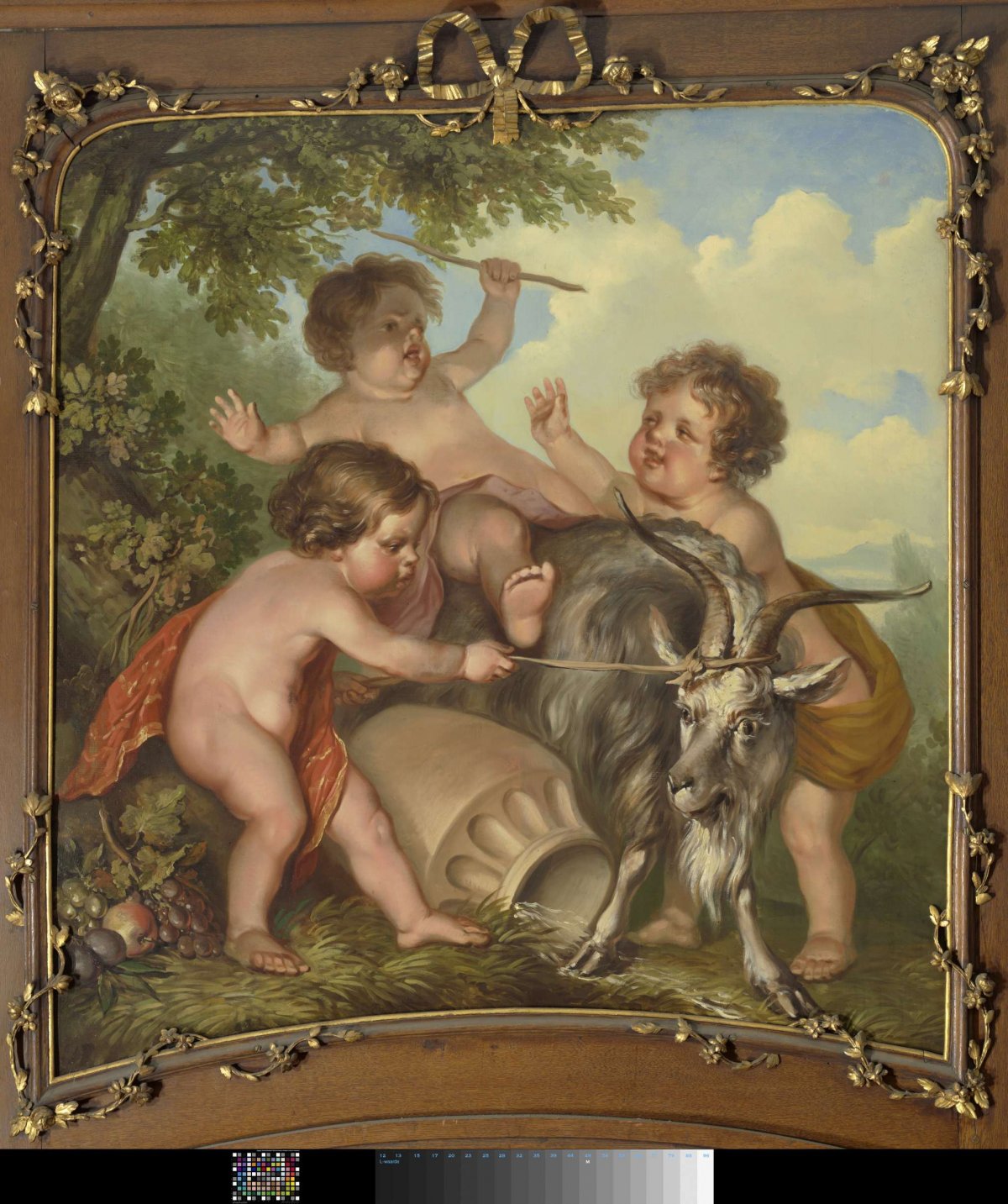 Three children playing with a buck, Jurriaan Andriessen, 1771
