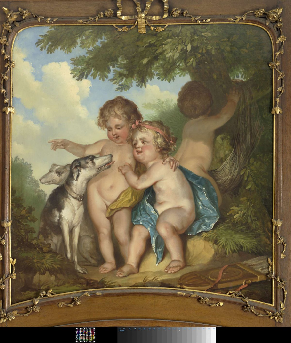 Three children with two dogs, Jurriaan Andriessen, 1771