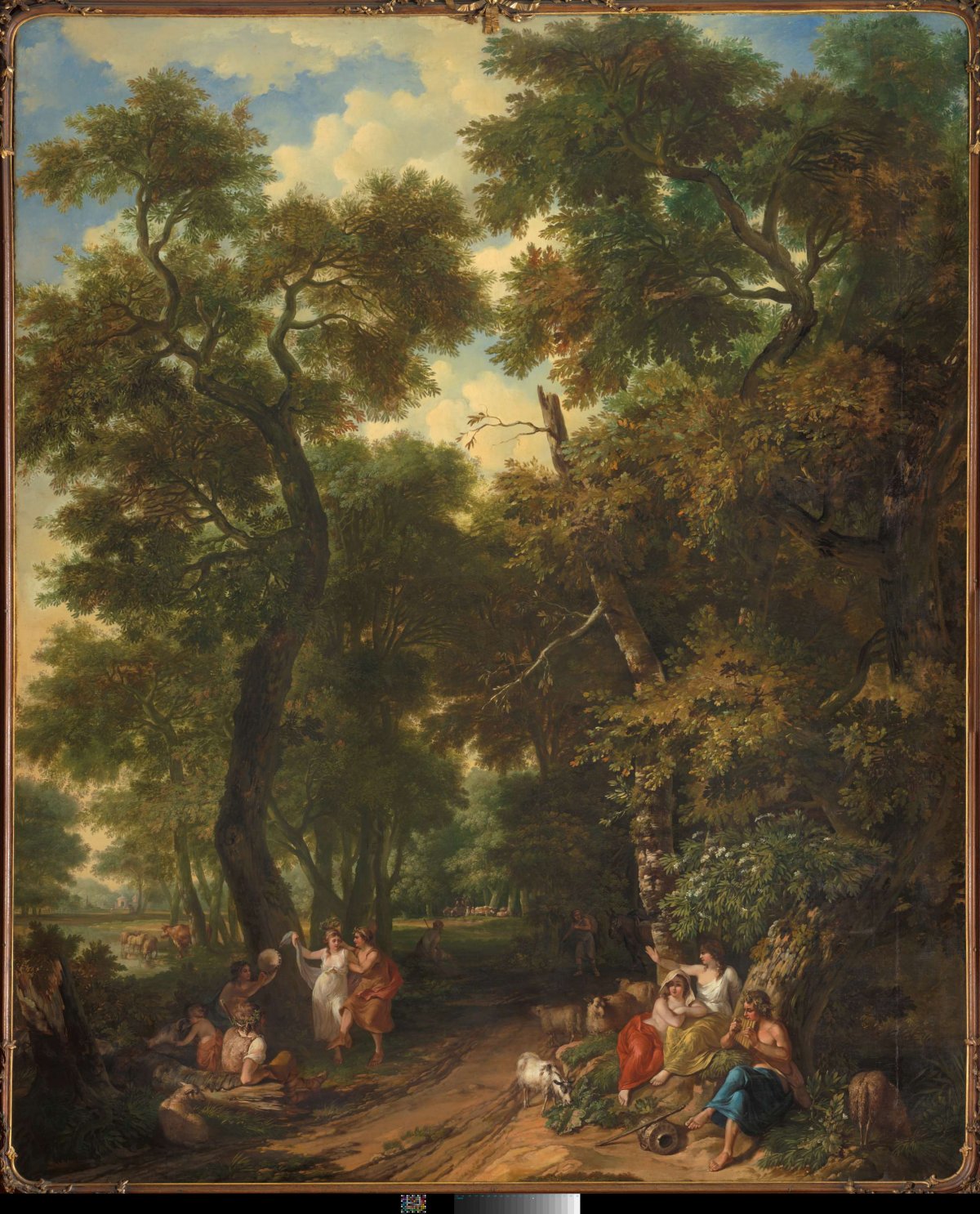 Arcadian landscape with shepherds making music and dancing, Jurriaan Andriessen, 1771