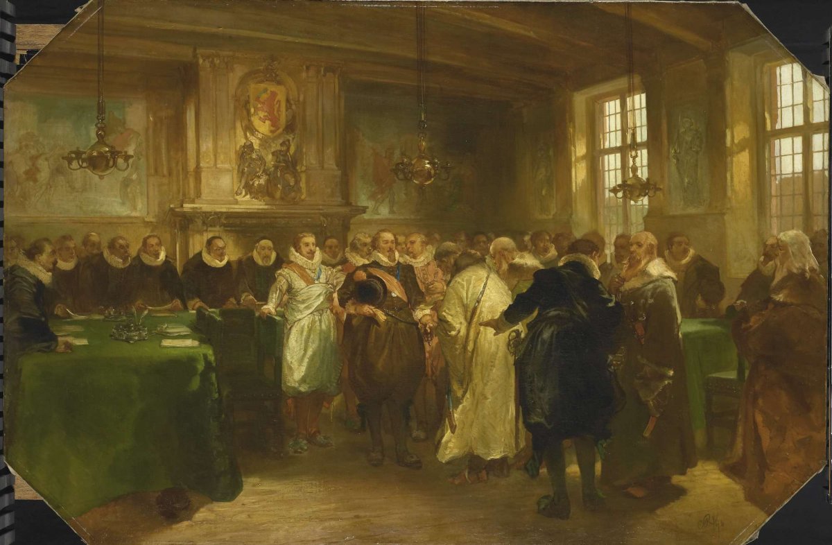 Prince Maurits Receiving a Russian Delegation in 1614, Charles Rochussen, 1874