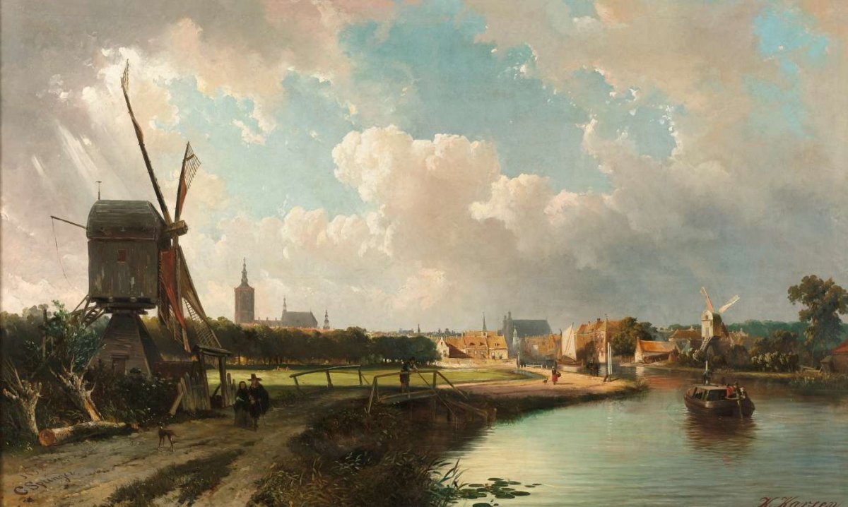 View of The Hague from the Delftse Vaart in the Seventeenth Century, Cornelis Springer, 1852