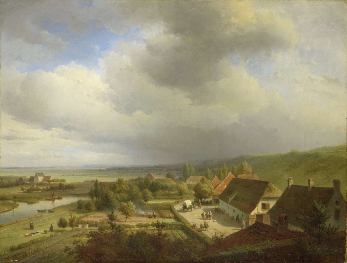 View of the Ooijpolder, seen from the Belvédère in Nijmegen, Abraham Johannes Couwenberg, 1833 - 1844