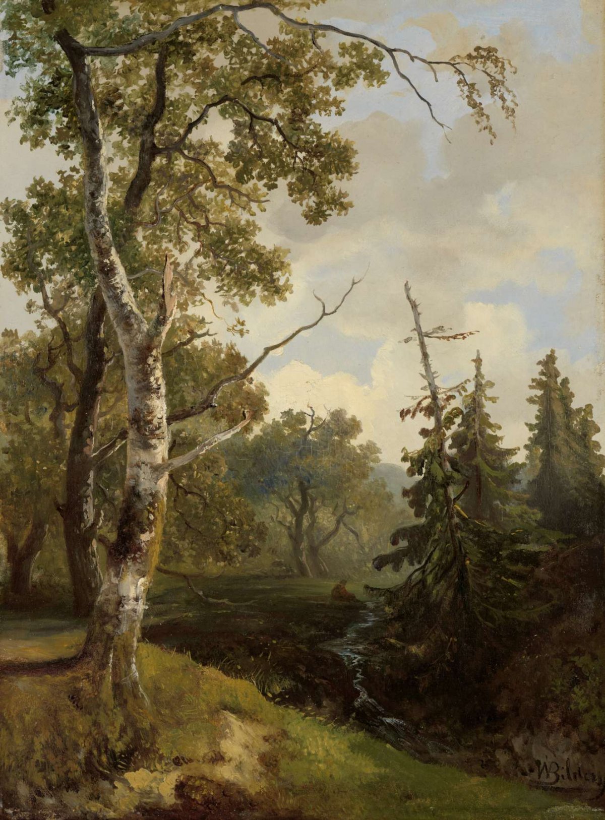 Forest view near Wolfheze., Johannes Warnardus Bilders, 1860 - 1890