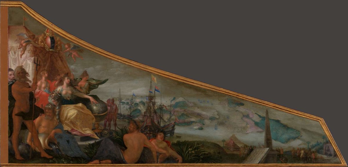 Amsterdam as the Centre of World Trade, Pieter Isaacsz., c. 1604 - c. 1607