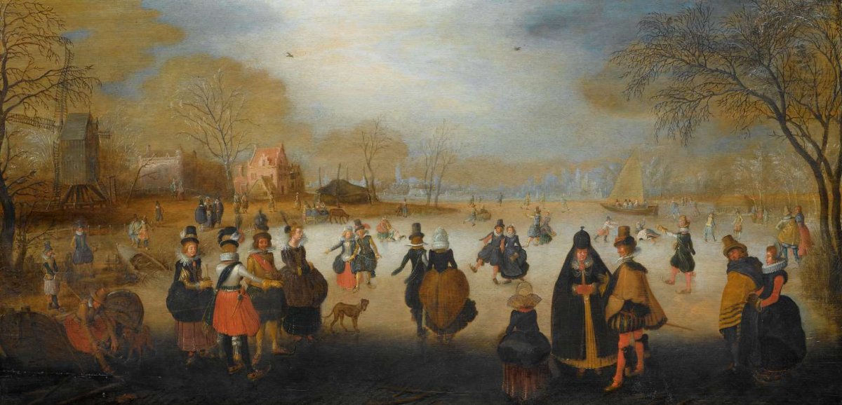 Winter Landscape with Skaters, Adam van Breen, c. 1615 - c. 1620