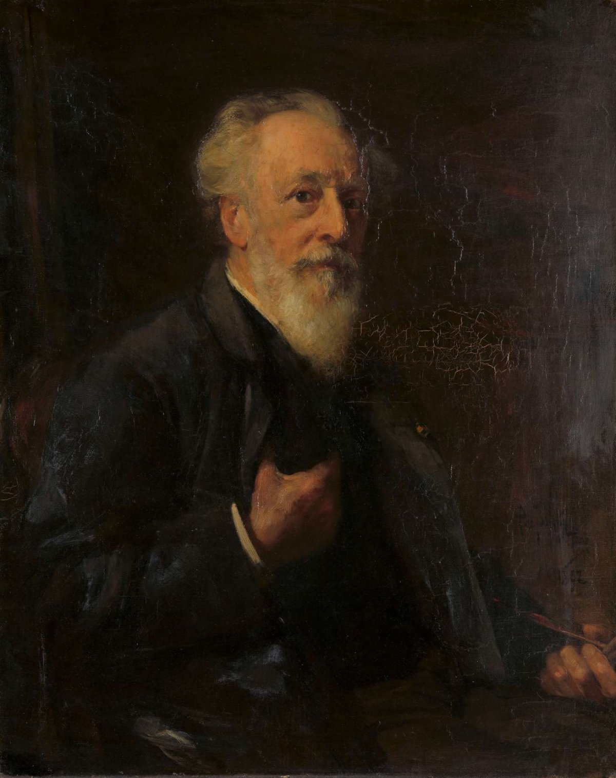 Portrait of J.A.B. Stroebel (1821-1905), painter, Pieter de Josselin de Jong, 1892