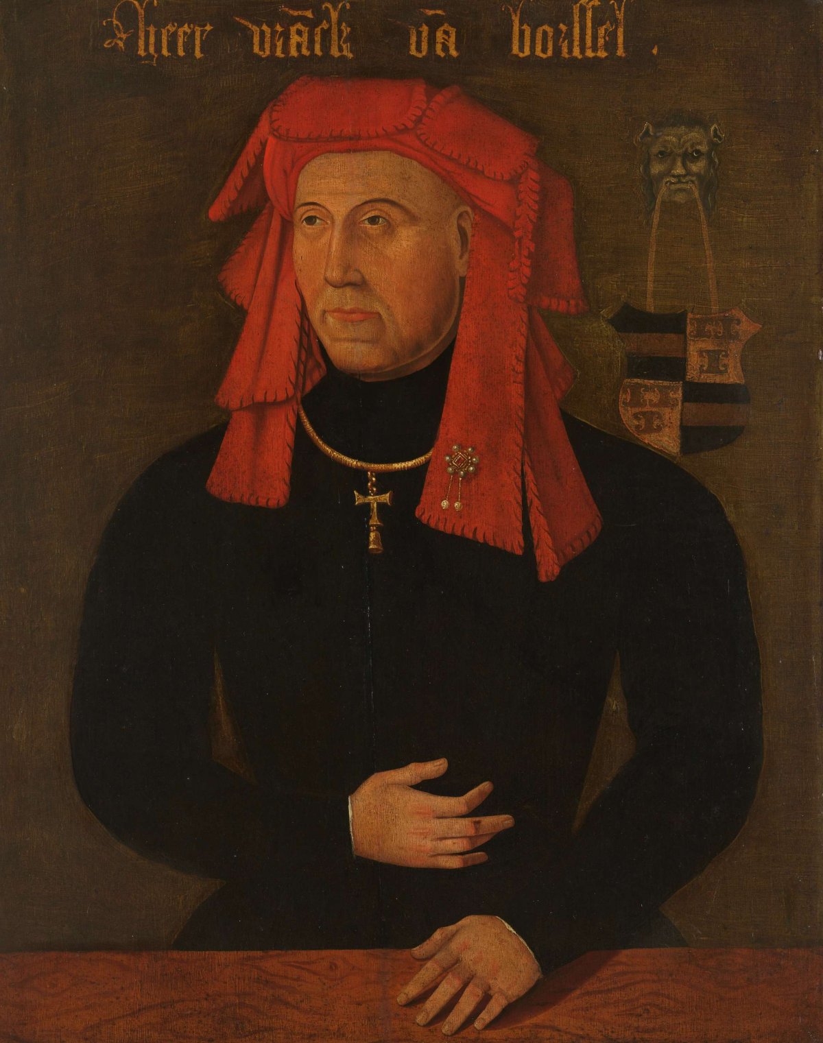 Portrait of Frank van Borselen, Lord of Sint Maartensdijk and Stadtholder of Holland, fourth Husband of Jacoba of Bavaria, Countess of Holland and Zeeland (Jacqueline, Countess of Hainaut), anonymous, after c. 1480