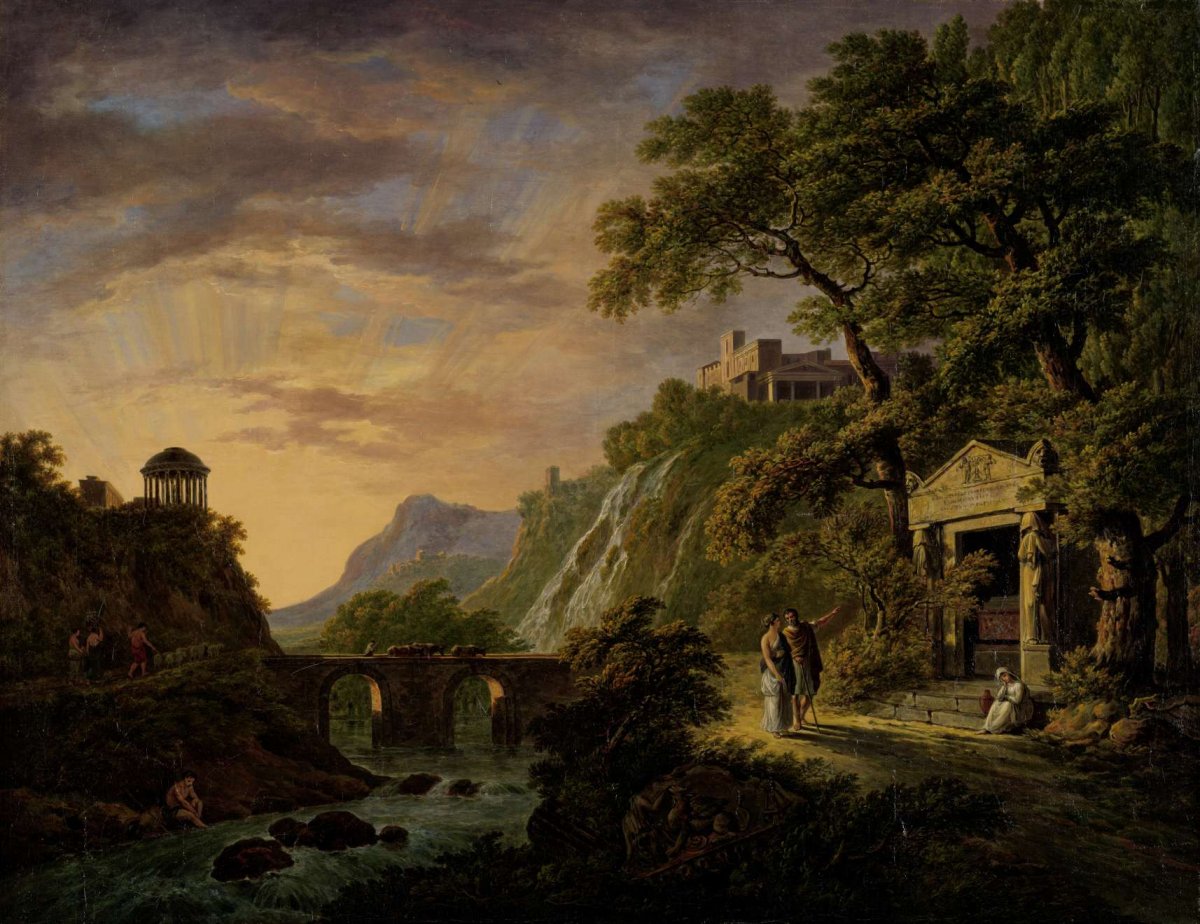 Arcadian Landscape with Setting Sun, Daniël Dupré, 1792 - 1809