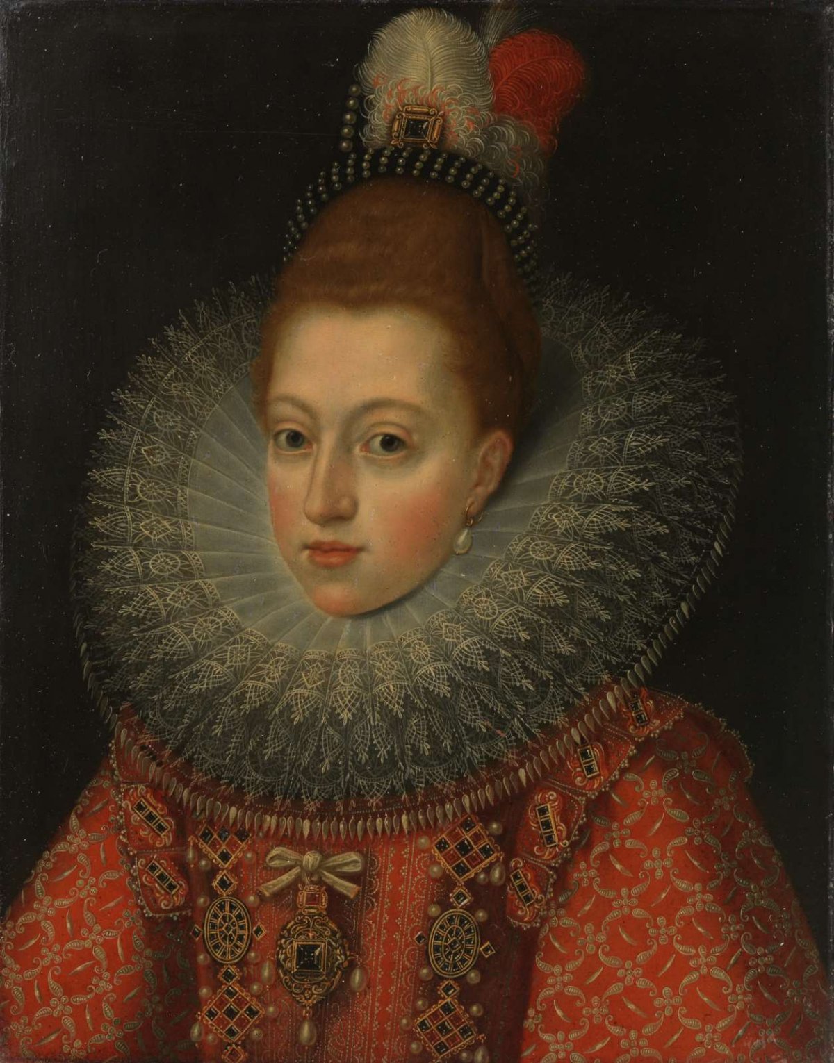 Portrait of Margaret of Austria (1584-1611), Queen of Spain, anonymous, c. 1600