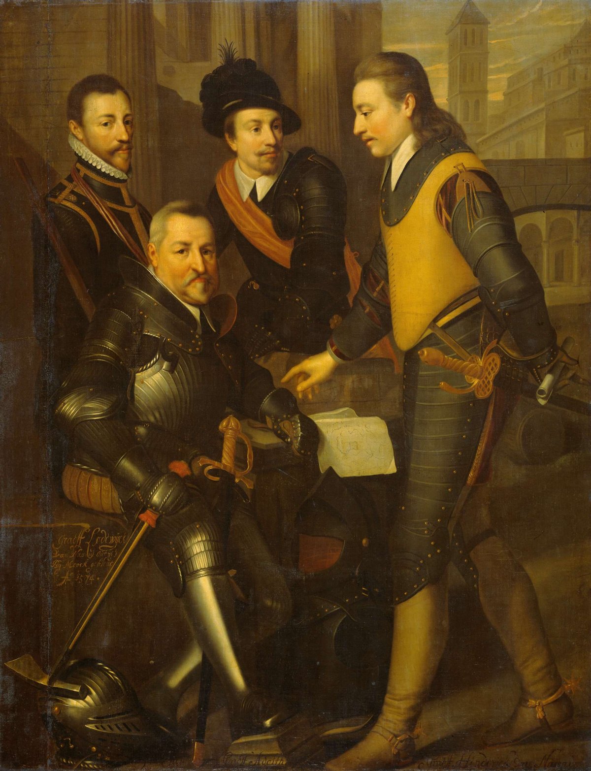 Group Portrait of the Four Brothers of William I, Prince of Orange: Jan (1535-1606), Hendrik (1550-74), Adolf (1540-68) and Lodewijk (1538-74), Counts of Nassau, Wybrand de Geest, c. 1630