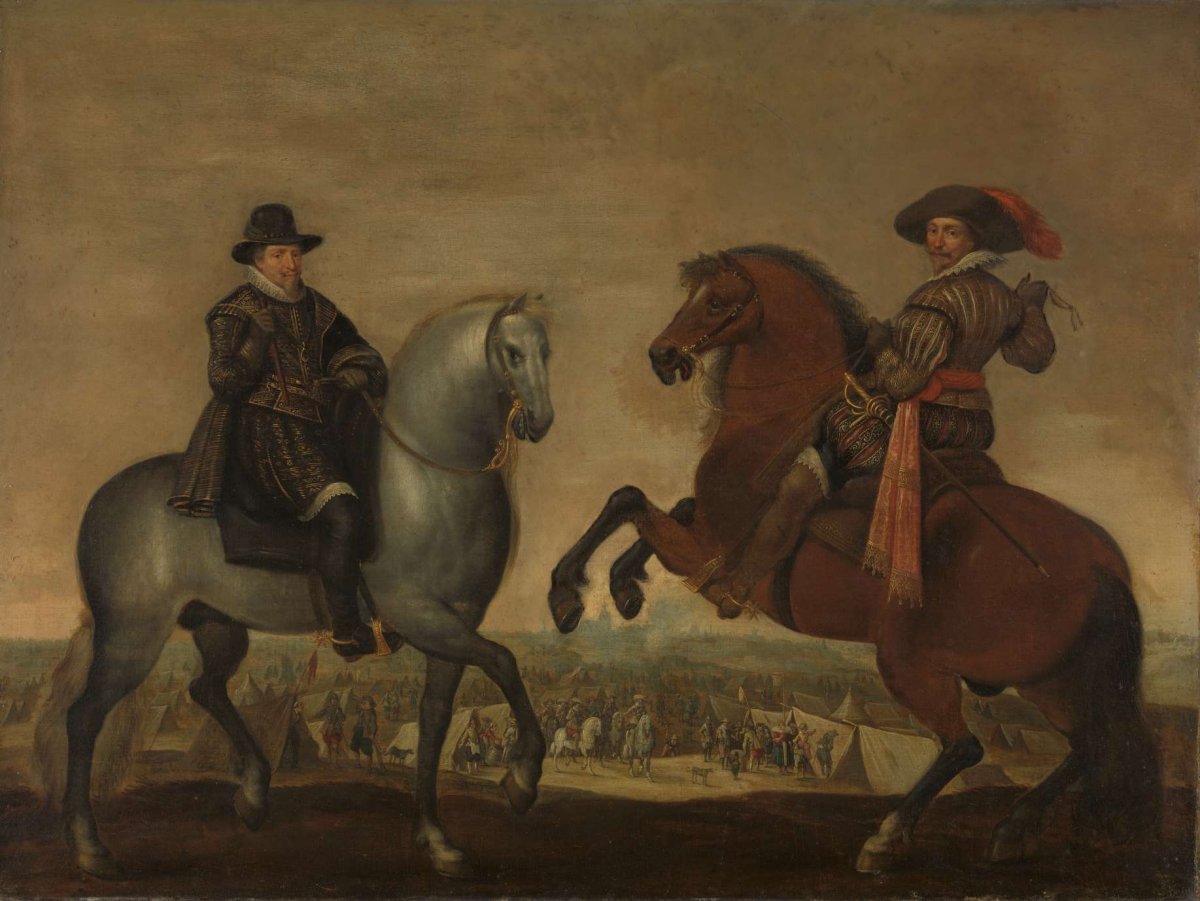 Princes Maurits and Frederik Hendrik on Horseback, Pauwels van Hillegaert, c. 1630 - c. 1635