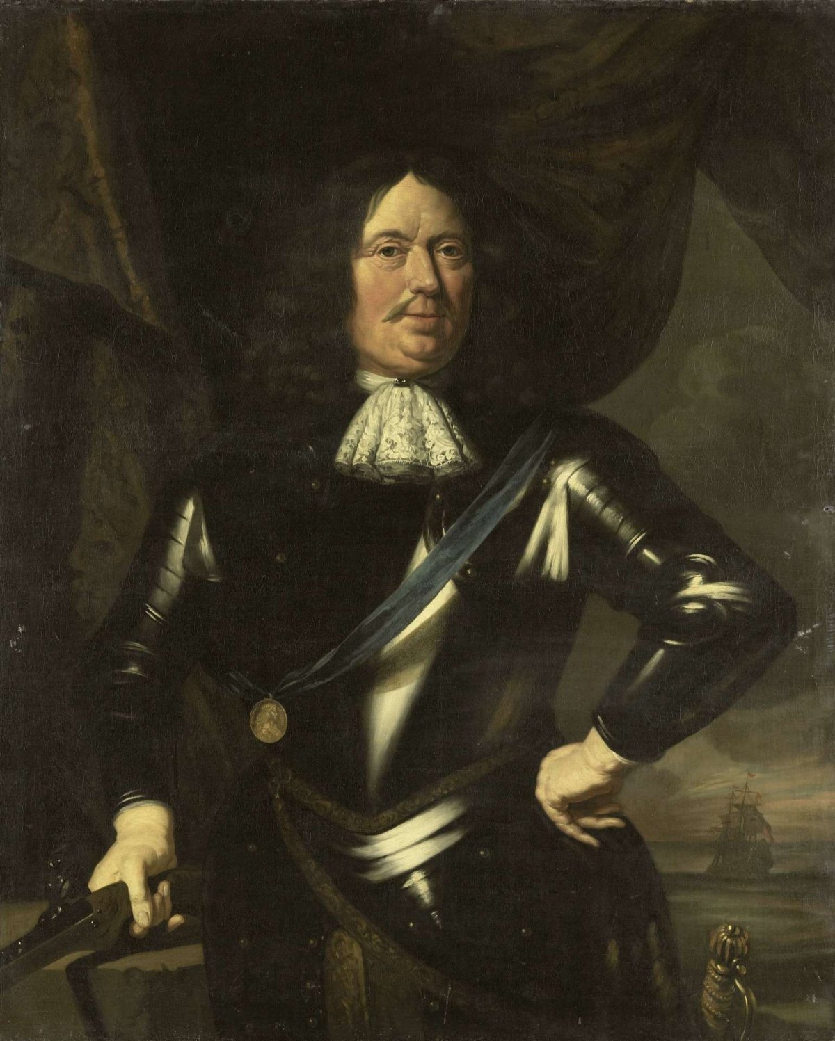 Portrait of an Admiral, possibly Adriaen Banckert, Vice-Admiral of Zeeland, anonymous, c. 1670