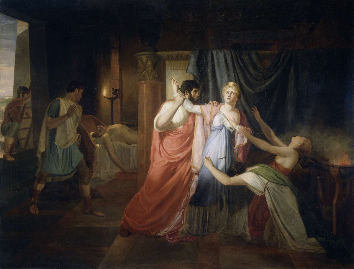 Proculeius Preventing Cleopatra from Stabbing herself, Joannes Echarius Carolus Alberti, 1810
