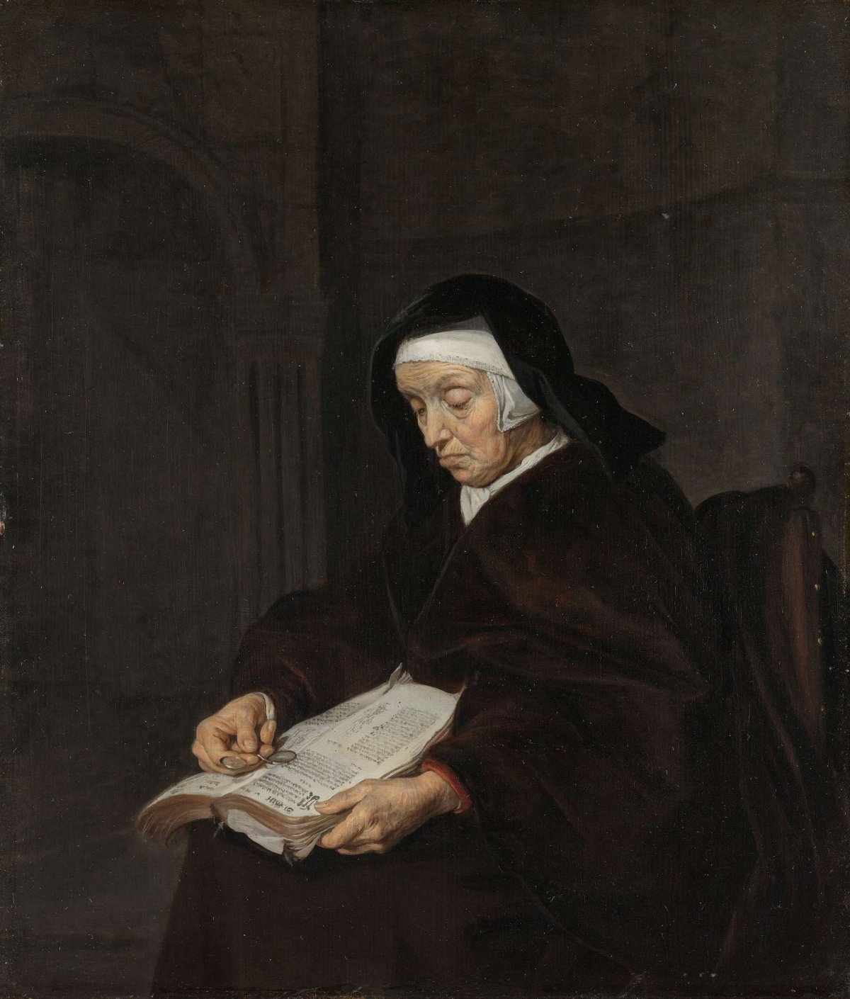 Old Woman Meditating, Gabriël Metsu, c. 1661 - c. 1663