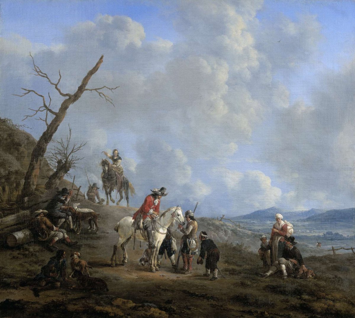 Landscape with Riders, Hunters and Peasants, Johannes Lingelbach, 1650 - 1674