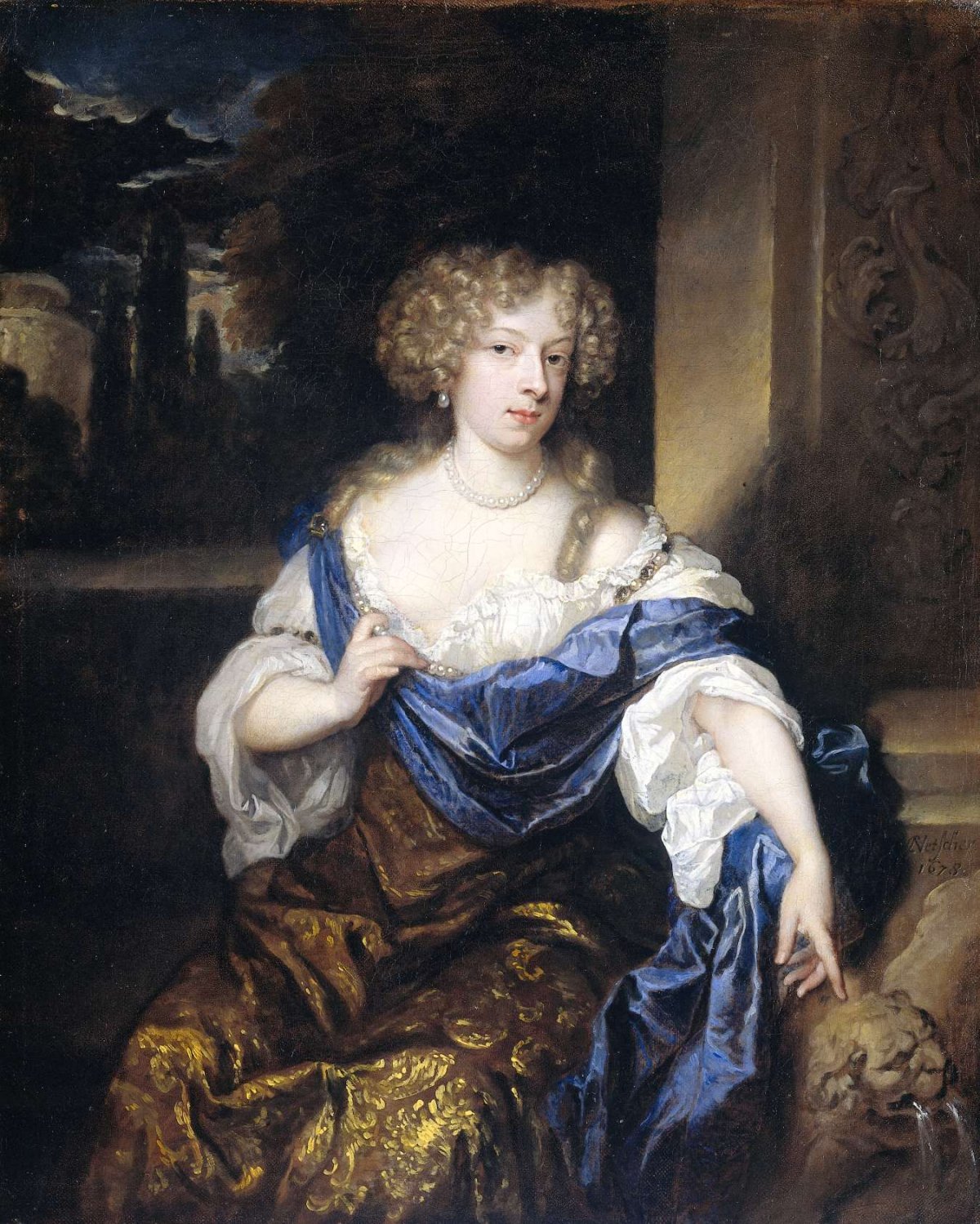 Portrait of Helena Ctaharina de Witte 91661-95), wife of Iman mogge, lord of Haamstede, Caspar Netscher, 1678