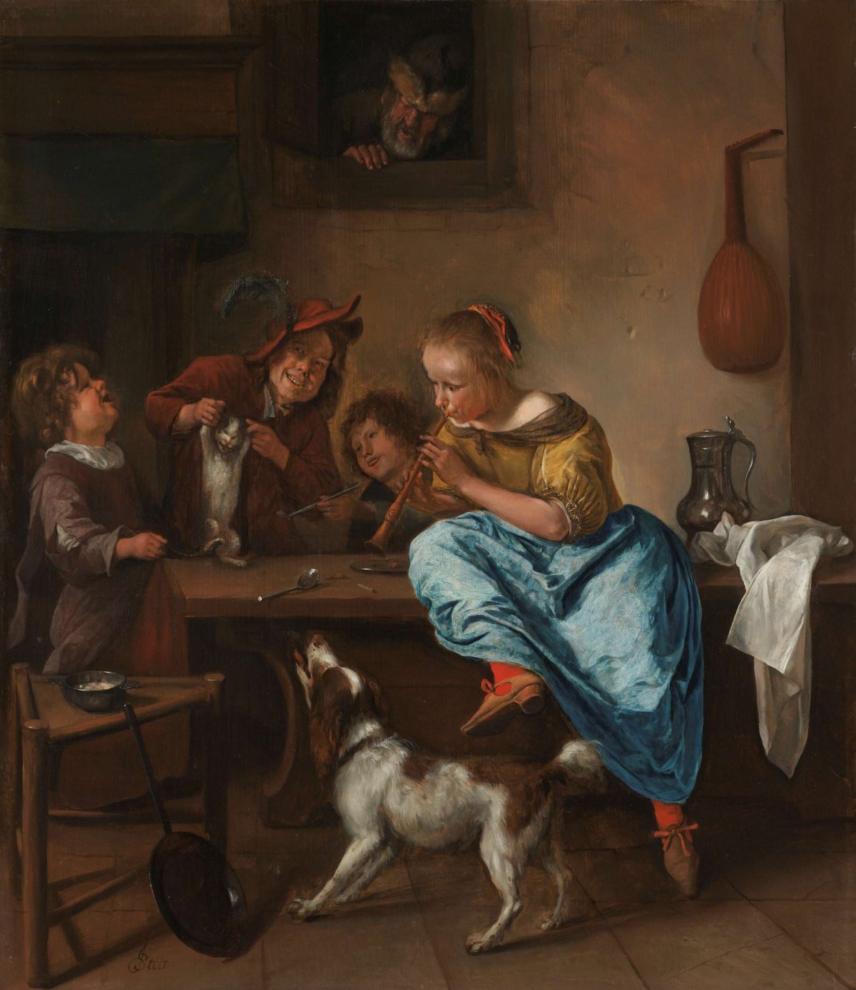 Children Teaching a Cat to Dance, Known as The Dancing Lesson, Jan Havicksz. Steen, 1660 - 1679
