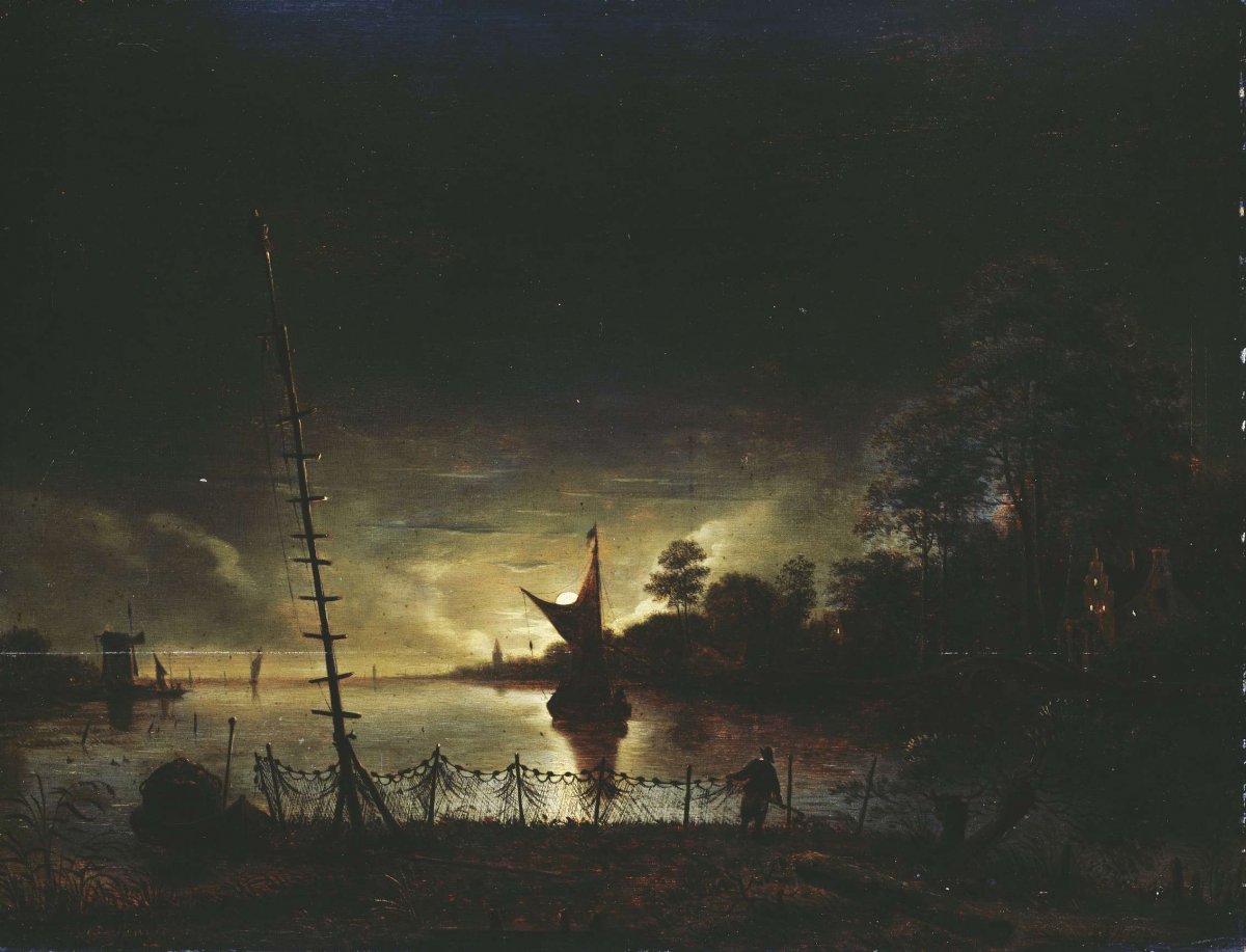 Moonlit Landscape, Anthonie van Borssom, 1640 - 1677