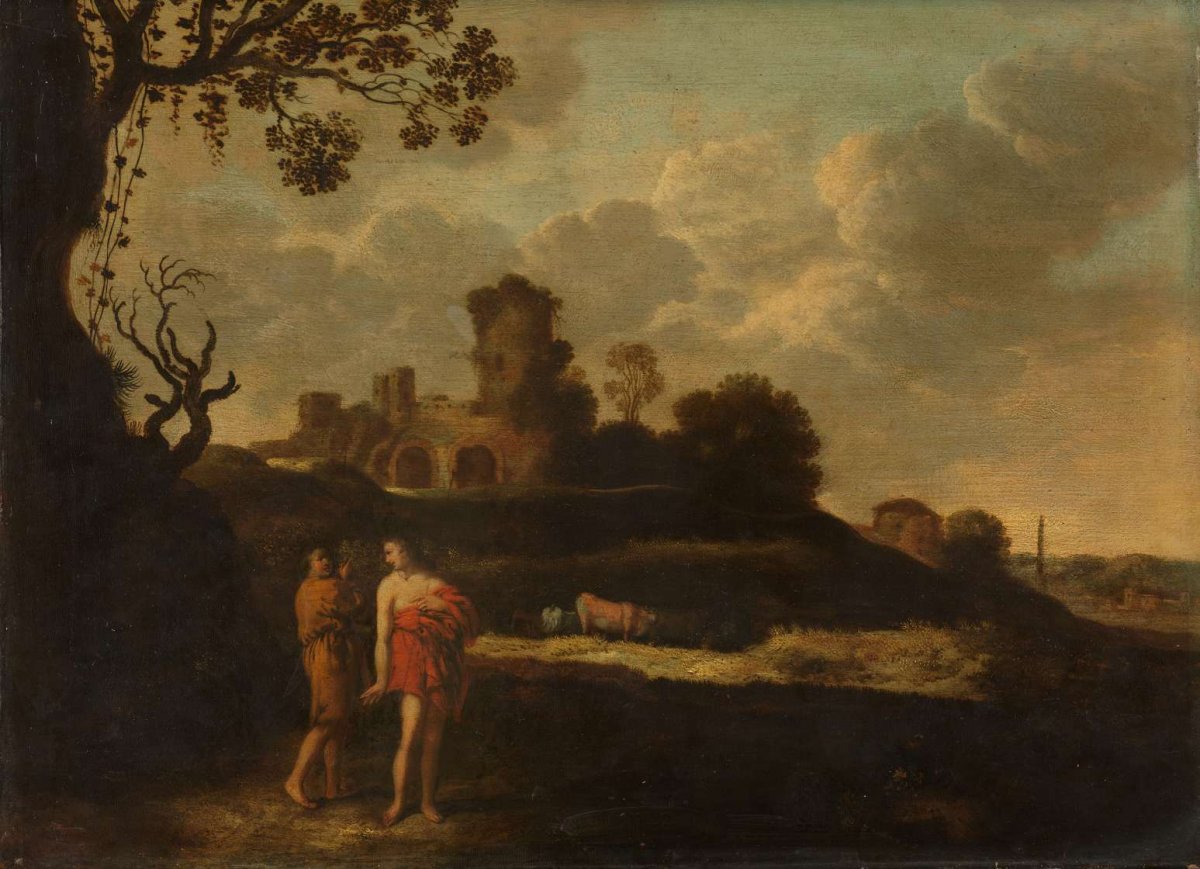Arcadian Landscape with Herdsmen and Cattle, Dirck Dalens (I), c. 1630