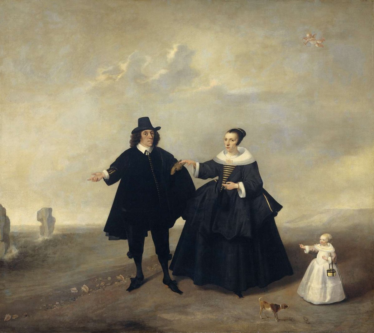 Portrait of a Married Couple with Child, Members of the Beresteyn Family, anonymous, c. 1655