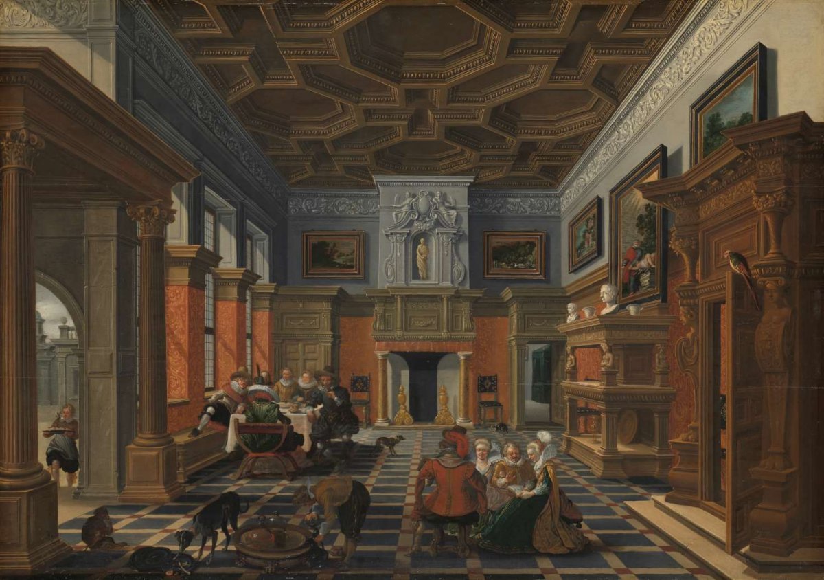 Interior with a Company, Bartholomeus van Bassen, c. 1622 - c. 1624