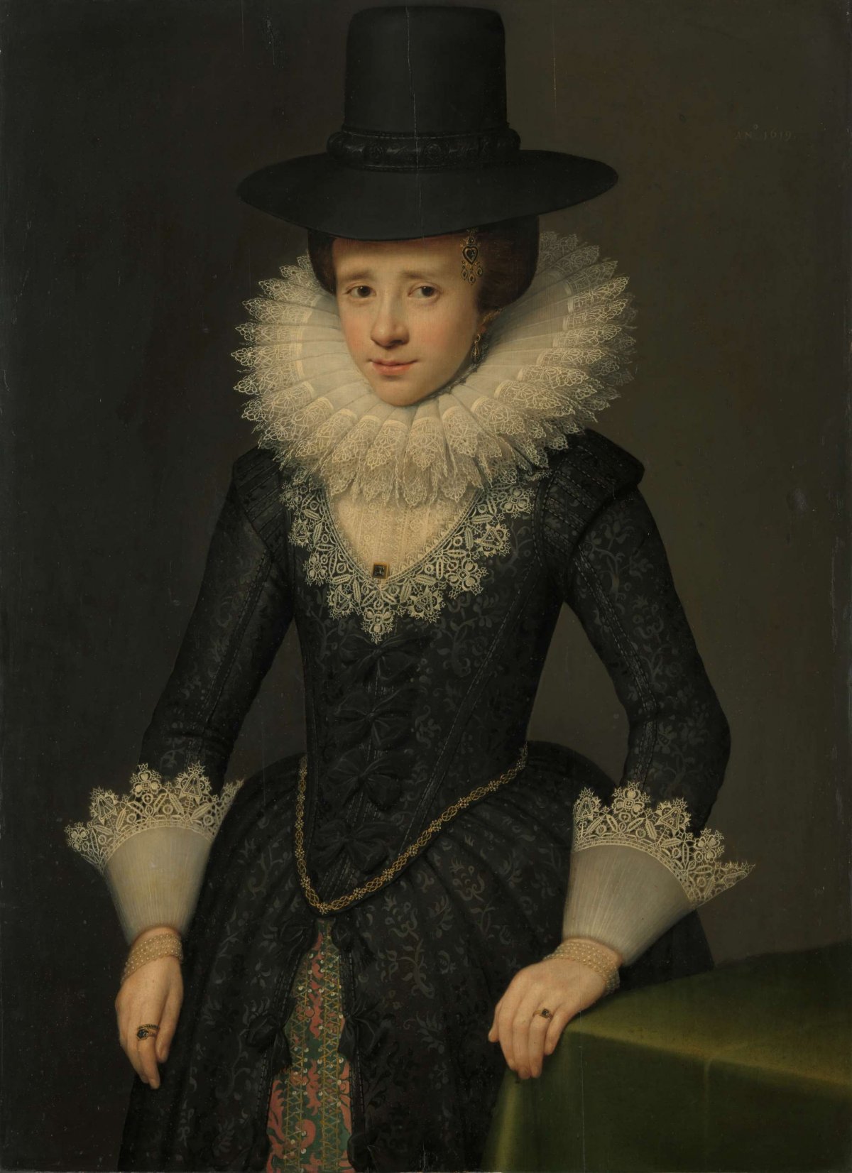 Portrait of Anna Boudaen Courten (1599-1622), Salomon Mesdach, 1619