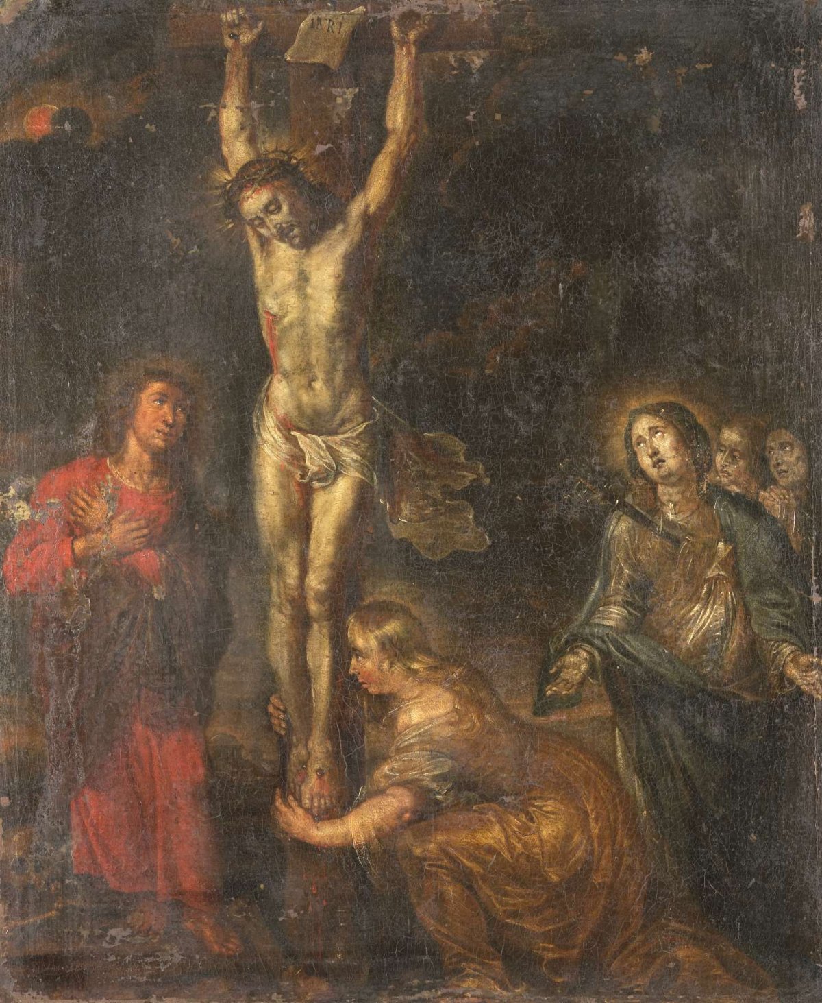 Christ on the Cross, with the Mother of Sorrows and Saints John the Evangelist and Mary Magdalene, anonymous, c. 1630